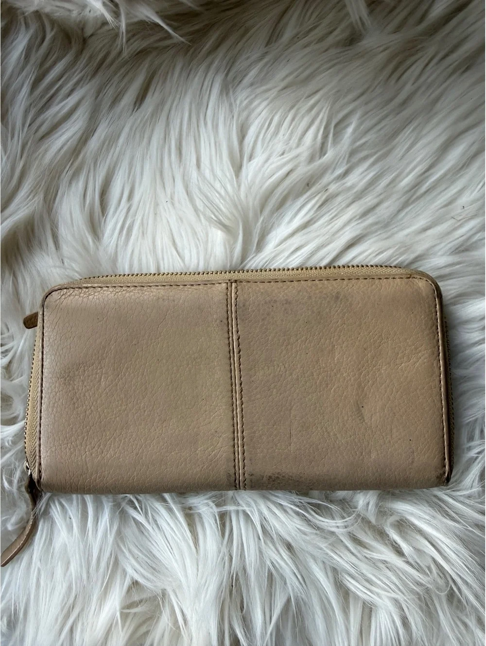 Kate Spade Beige Leather Zip-Around Wallet